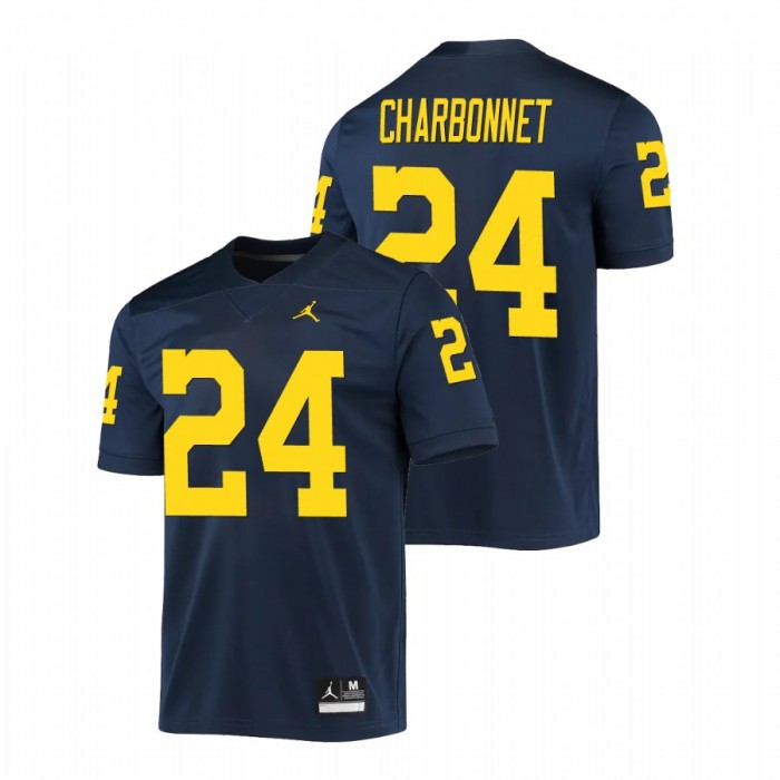 Michigan Wolverines Game Zach Charbonnet Jersey Navy For Men