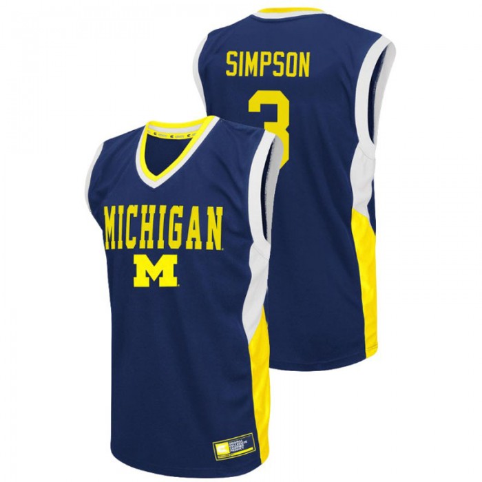 Michigan Wolverines College Basketball Blue Zavier Simpson Fadeaway Jersey
