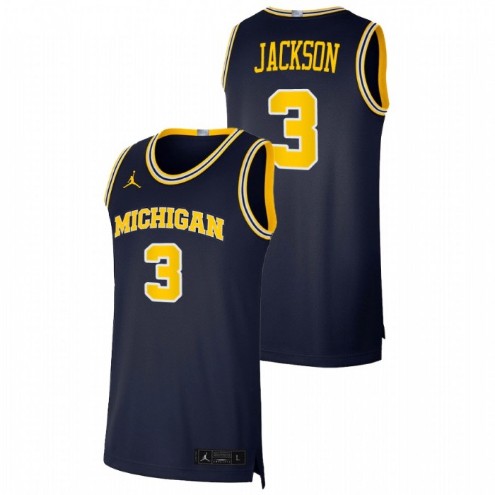 Michigan Wolverines Zeb Jackson Basketball Dri-FIT Swingman Jersey Navy For Men