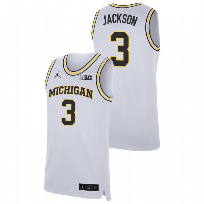 Michigan Wolverines Replica Zeb Jackson College Basketball Jersey White For Men