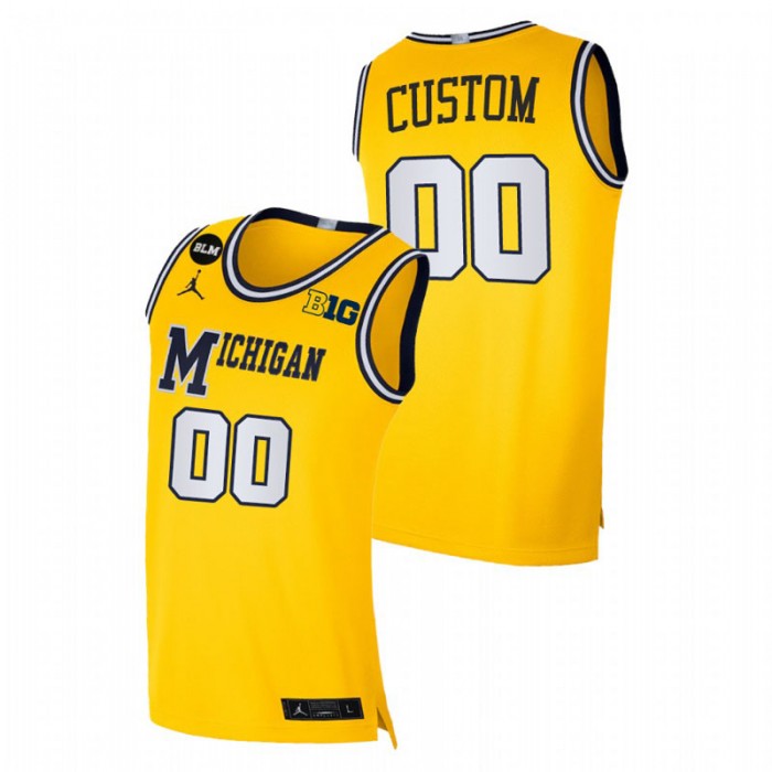 Michigan Wolverines Custom Jersey Limited Yellow BLM Social Justice Men