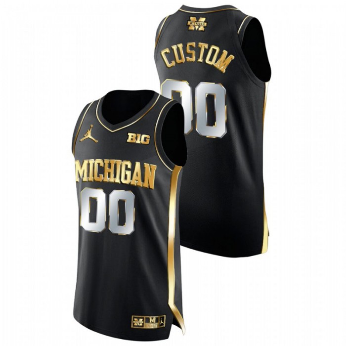 Michigan Wolverines Golden Edition Custom College Basketball Jersey Black Men