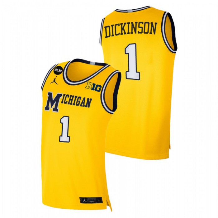 Michigan Wolverines Hunter Dickinson Jersey Limited Yellow BLM Social Justice Men