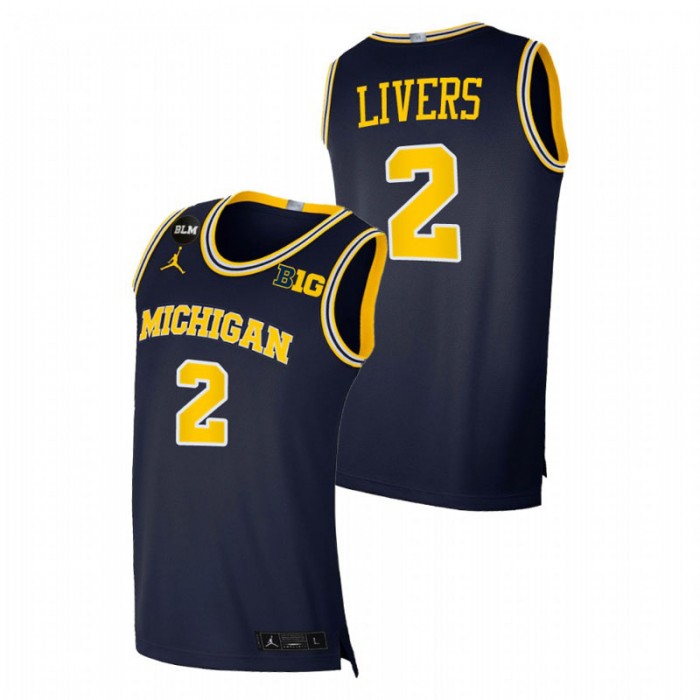 Michigan Wolverines Isaiah Livers College Basketball BLM Jersey Navy Men