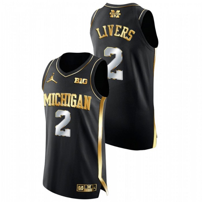 Michigan Wolverines Golden Edition Isaiah Livers College Basketball Jersey Black Men