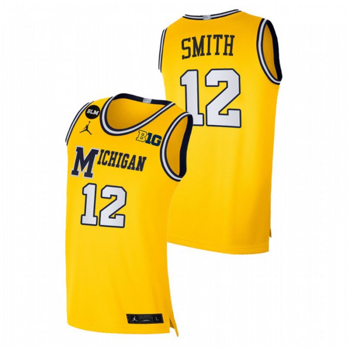 Michigan Wolverines Mike Smith Jersey Limited Yellow BLM Social Justice Men