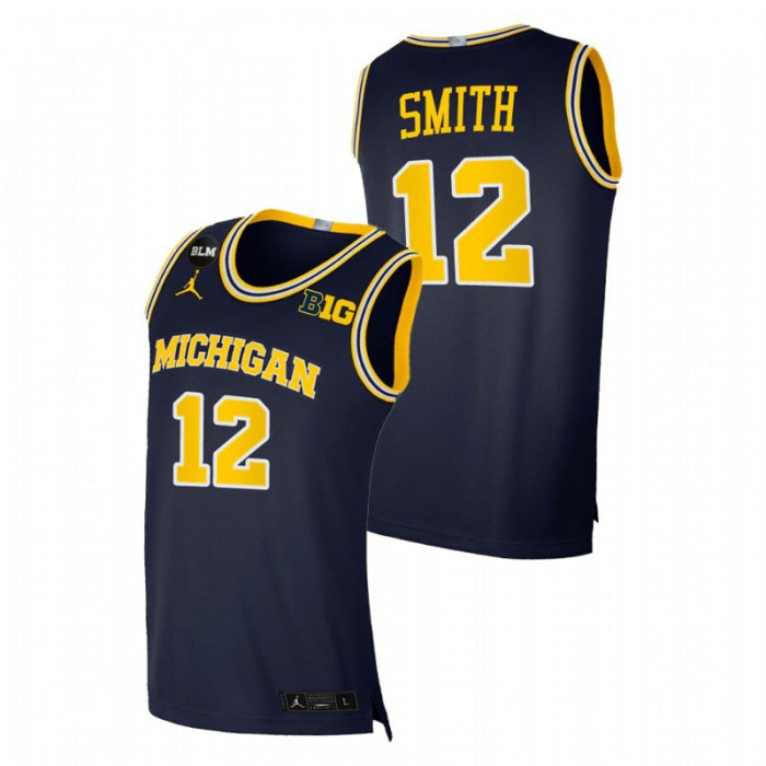 Michigan Wolverines Mike Smith College Basketball BLM Jersey Navy Men