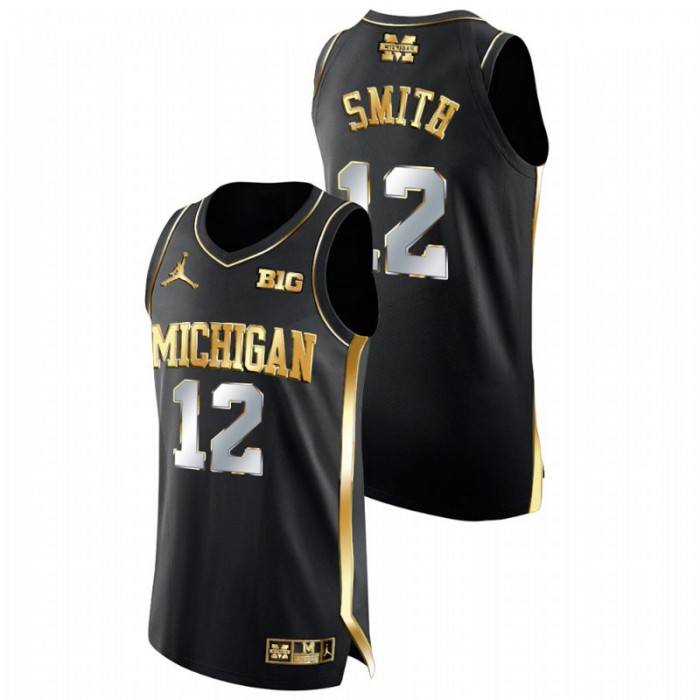 Michigan Wolverines Golden Edition Mike Smith College Basketball Jersey Black Men