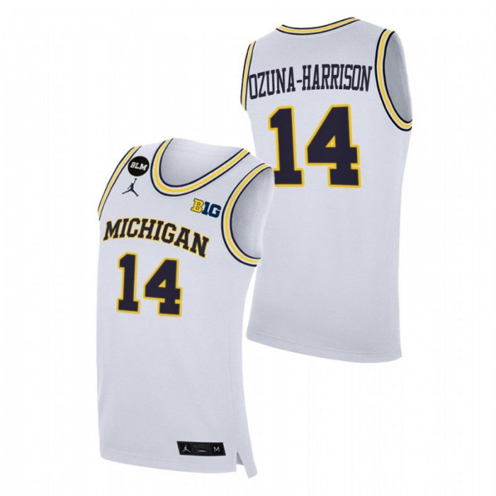Michigan Wolverines Rico Ozuna-Harrison College Basketball BLM Jersey White Men