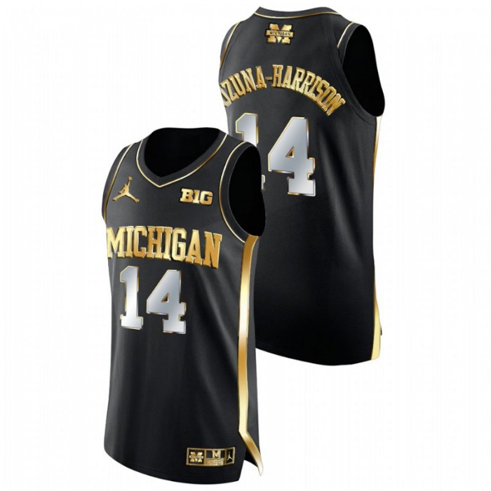Michigan Wolverines Golden Edition Rico Ozuna-Harrison College Basketball Jersey Black Men