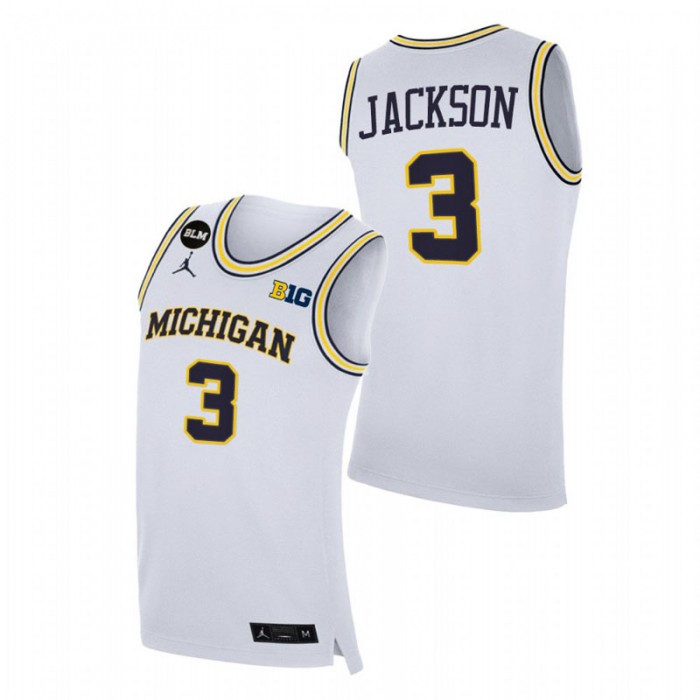 Michigan Wolverines Zeb Jackson College Basketball BLM Jersey White Men