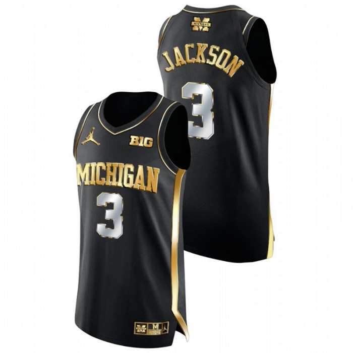 Michigan Wolverines Golden Edition Zeb Jackson College Basketball Jersey Black Men