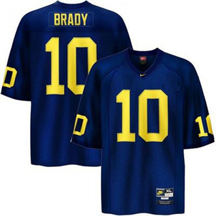 Michigan Wolverines #10 Tom Brady Blue Football For Men Jersey