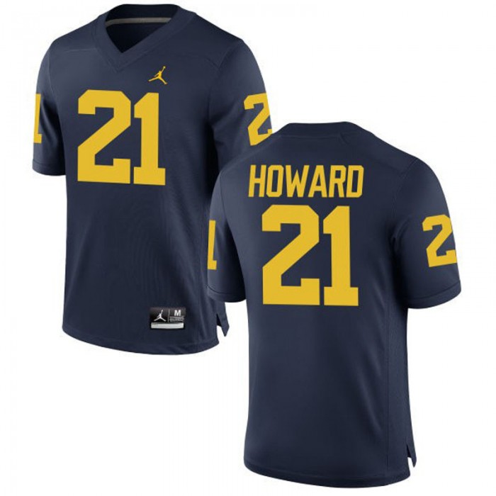 Michigan Wolverines #21 Desmond Howard Navy Football For Men Jersey