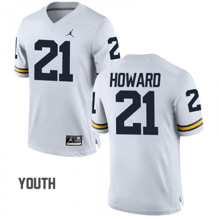 Michigan Wolverines #21 Desmond Howard White Football Youth Jersey