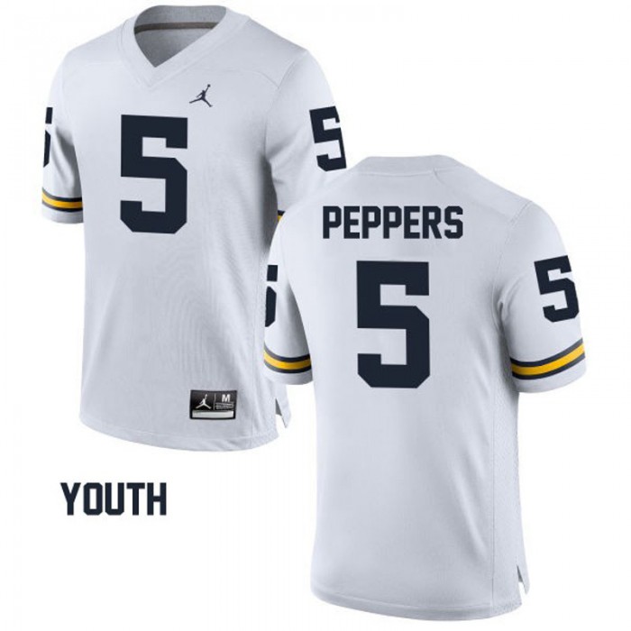 Michigan Wolverines #5 Jabrill Peppers White Football Youth Alumni Game Jersey