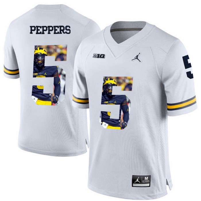 Michigan Wolverines Jabrill Peppers White NCAA Football Premier Jersey Printing Player Portrait