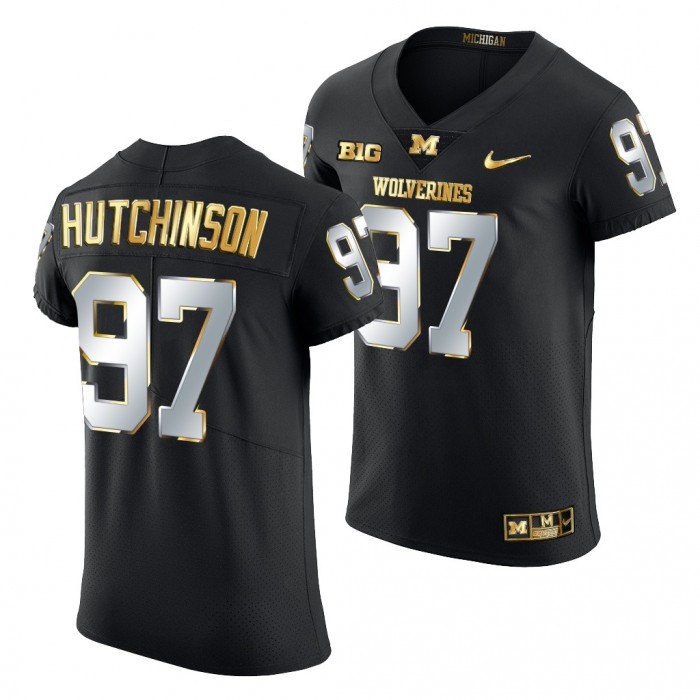 Michigan Wolverines Aidan Hutchinson Jersey Black Golden Edition