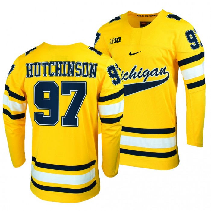 Aidan Hutchinson #97 Michigan Wolverines Hockey Alumni Player Jersey-Maize