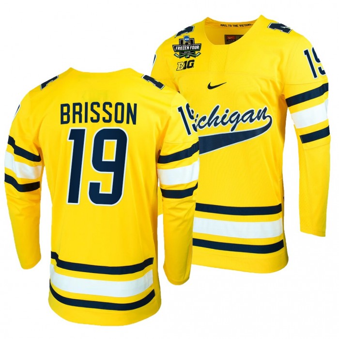 Brendan Brisson Michigan Wolverines Maize 2022 Frozen Four NCAA Hockey Jersey