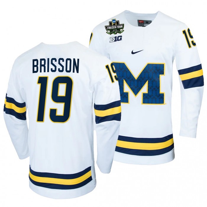 Michigan Wolverines Brendan Brisson 2022 Frozen Four White #19 NCAA Hockey Jersey