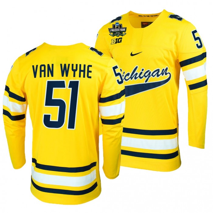 Garrett Van Wyhe Michigan Wolverines Maize 2022 Frozen Four NCAA Hockey Jersey