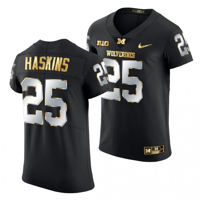 Michigan Wolverines Hassan Haskins Jersey Black Golden Edition