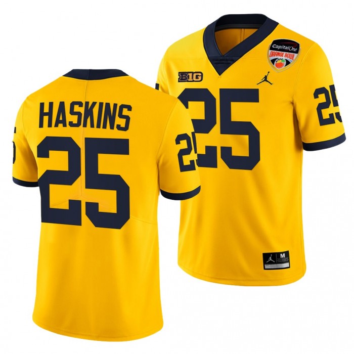 Hassan Haskins Michigan Wolverines 2021 Orange Bowl Maize Playoffs Limited 25 Jersey Men
