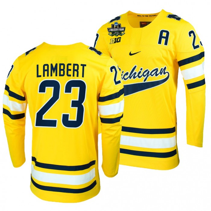 Jimmy Lambert Michigan Wolverines Maize 2022 Frozen Four NCAA Hockey Jersey