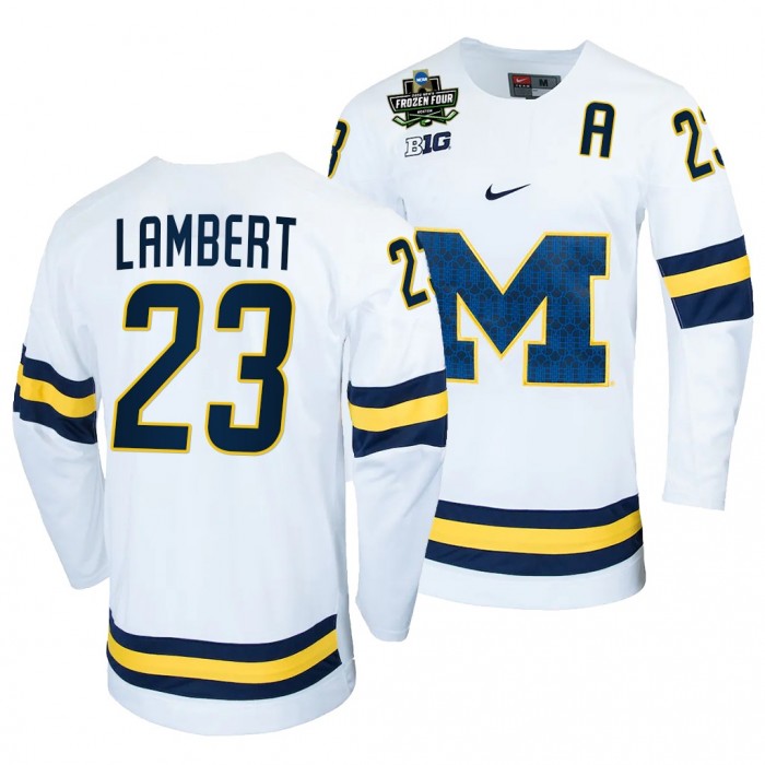 Michigan Wolverines Jimmy Lambert 2022 Frozen Four White #23 NCAA Hockey Jersey