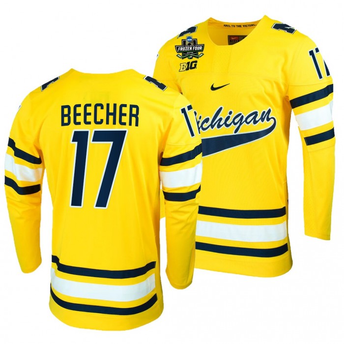 Johnny Beecher Michigan Wolverines Maize 2022 Frozen Four NCAA Hockey Jersey