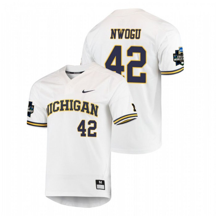 Michigan Wolverines Jordan Nwogu White 2019 World Series Jersey