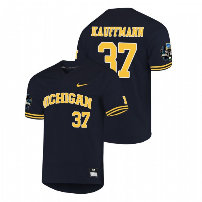 Michigan Wolverines Karl Kauffmann Navy 2019 World Series Jersey
