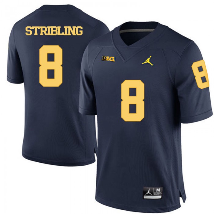 Michigan Wolverines Channing Stribling Navy Blue College Football Jersey