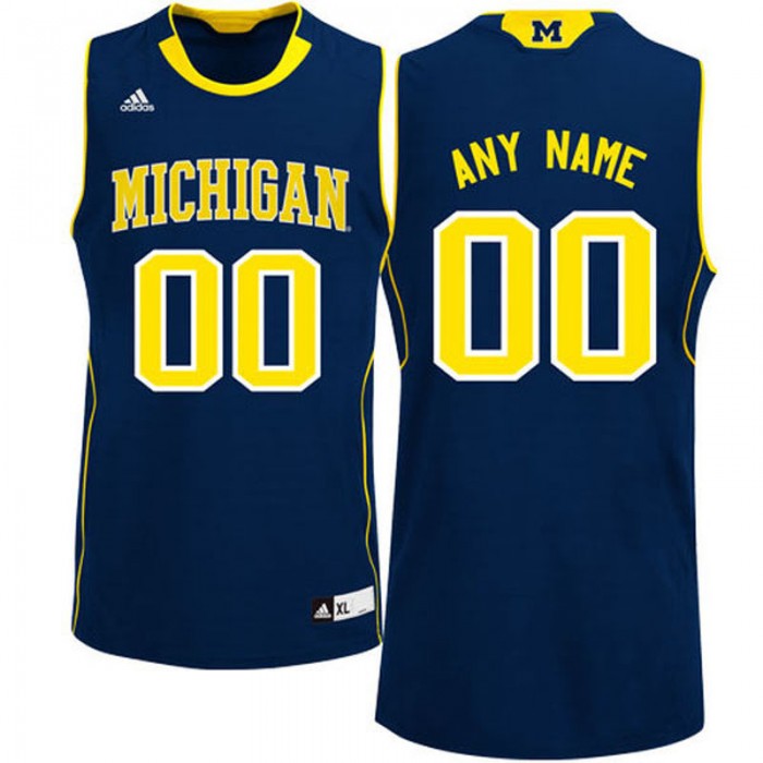 Michigan Wolverines Navy Customized Basketball For Men Jersey