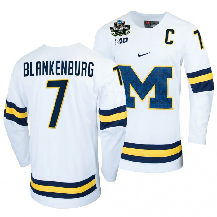 Michigan Wolverines Nick Blankenburg 2022 Frozen Four White #7 NCAA Hockey Jersey