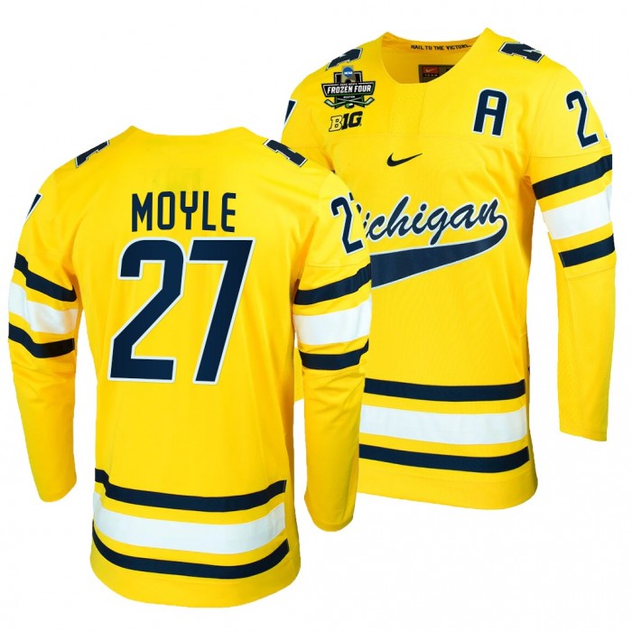 Nolan Moyle Michigan Wolverines Maize 2022 Frozen Four NCAA Hockey Jersey