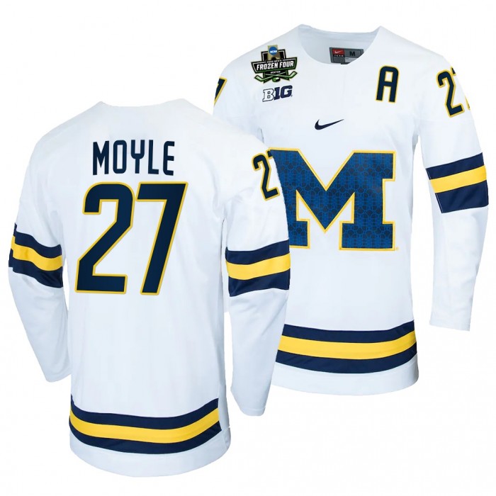 Michigan Wolverines Nolan Moyle 2022 Frozen Four White #27 NCAA Hockey Jersey