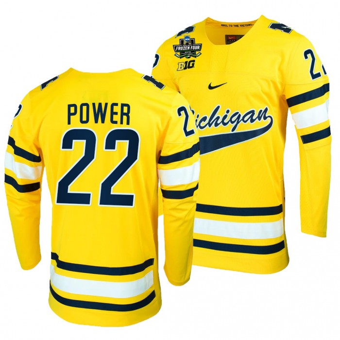 Owen Power Michigan Wolverines Maize 2022 Frozen Four NCAA Hockey Jersey