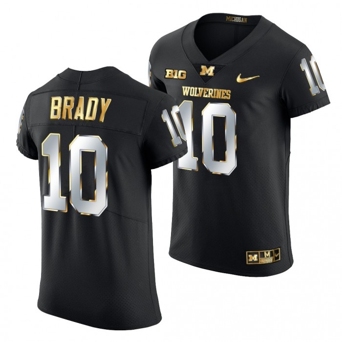 Michigan Wolverines Tom Brady Jersey Black Golden Edition
