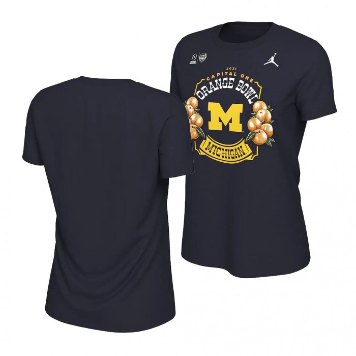 Michigan Wolverines Navy 2021 Orange Bowl College Football Playoff T-Shirt Women
