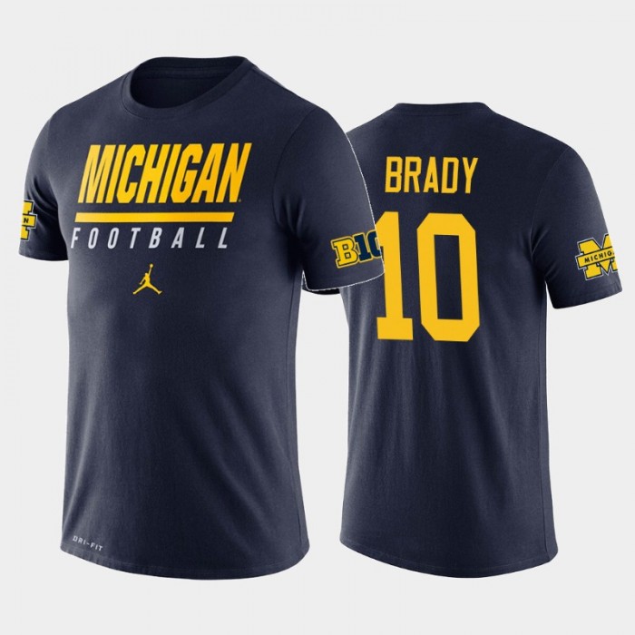Michigan Wolverines Tom Brady Navy Icon History Player T-Shirt-For Men