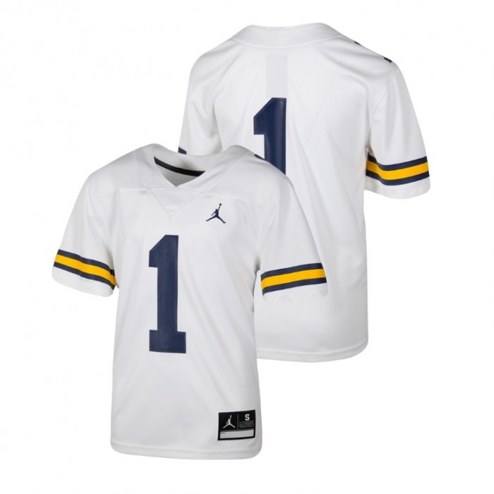 Youth Michigan Wolverines White College Football Team Replica Jersey