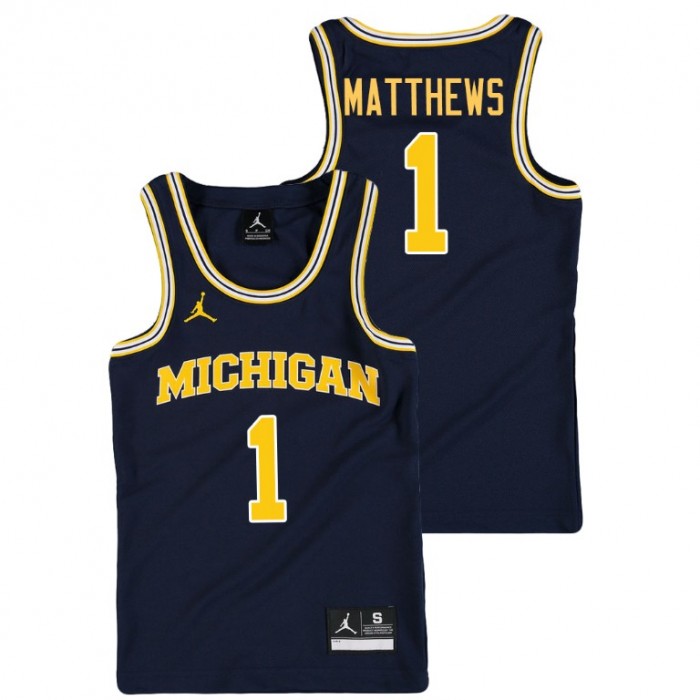 Youth Michigan Wolverines College Basketball Jordan Navy Charles Matthews Replica Jersey
