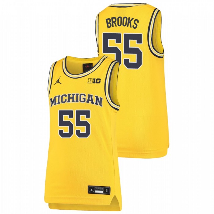 Michigan Wolverines Eli Brooks Jersey Basketball Maize Replica Youth