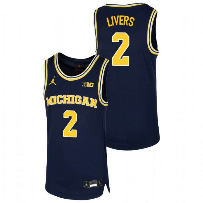 Michigan Wolverines Isaiah Livers Jersey Basketball Navy Replica Youth