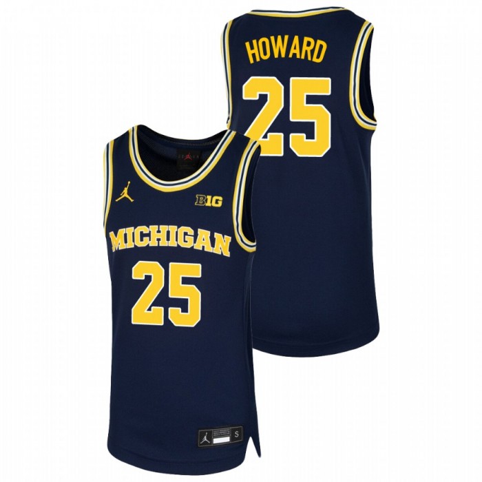 Michigan Wolverines Jace Howard Jersey Basketball Navy Replica Youth