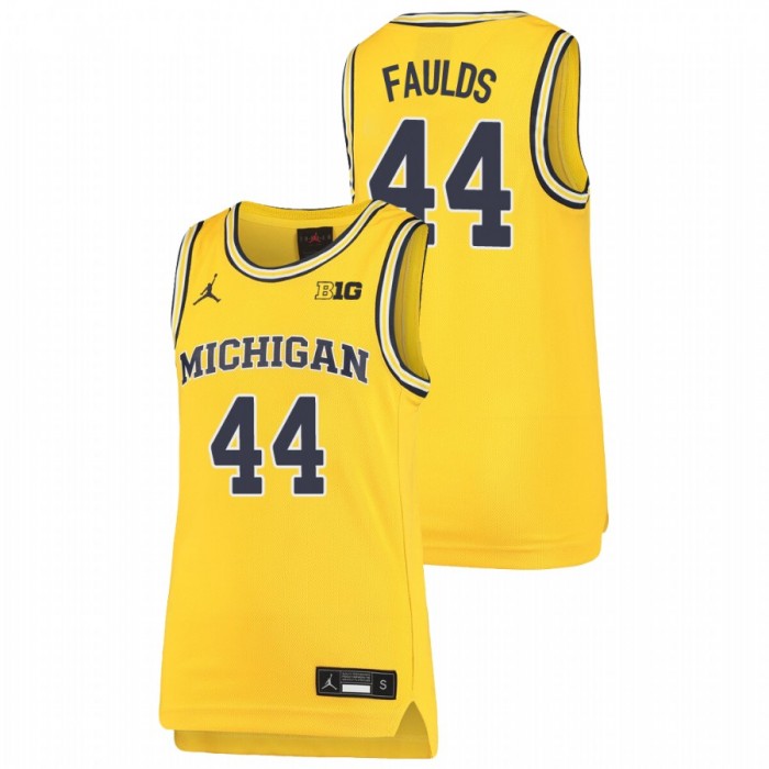 Michigan Wolverines Jaron Faulds Jersey Basketball Maize Replica Youth