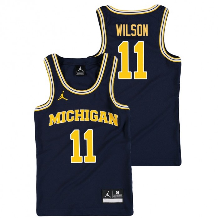 Youth Michigan Wolverines College Basketball Jordan Navy Luke Wilson Replica Jersey