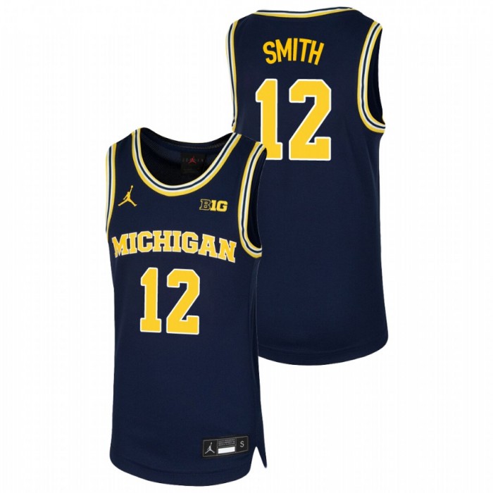 Michigan Wolverines Mike Smith Jersey Basketball Navy Replica Youth